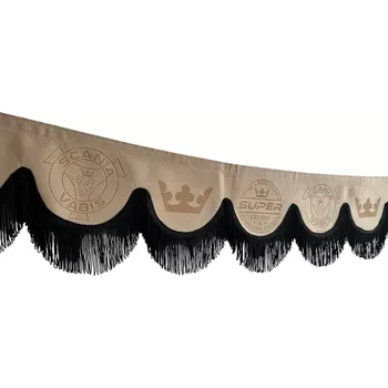 Ochranný autopotah Bordura do kamionu Scania- béžová, černé střapce