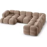 Hnědá sametová rohová pohovka (pravý roh/do "U") Loretto – Cosmopolitan Design