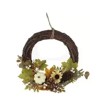 Věnec Podzimní věnec P2284 –zelený s bílou dýní