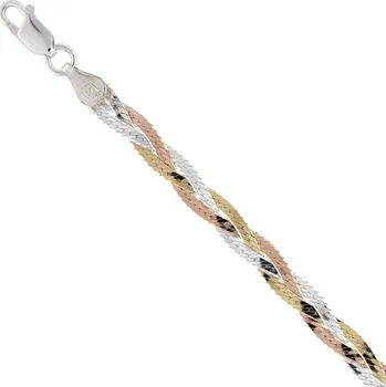 Náramek Stříbrný vícebarevný náramek copánek