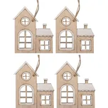 Anděl Přerov, s.ro. Dřevěné domečky na zavěšení bílé 5 x 6 cm, 4 ks