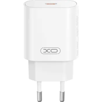 XO nabíječka CE25 PD 25W s 1x USB-C výstupem white včetně kabelu USB-C / Lightning