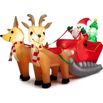 Dekorativní svítidlo Nafukovací LED Santa Claus se saněmi CM24104DE, vícebarevná - A COSTWAY