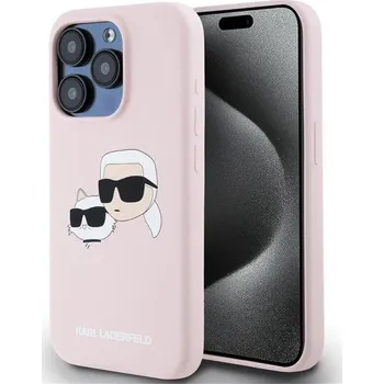 Pouzdro na mobilní telefon Karl Lagerfeld Liquid Silicone Double Heads Magsafe zadní kryt iPhone 15 Pro růžový