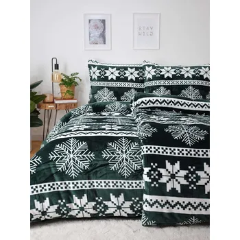 Francouzské povlečení mikroplyš Exclusive – Vánoce zelené