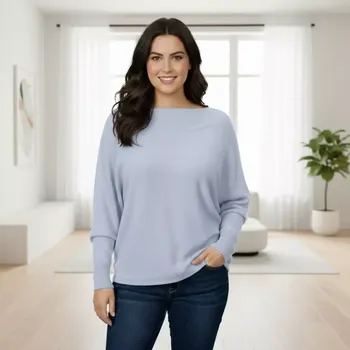 Dámský svetr Dámský světlemodrý svetr Megy s netopýřím rukávem