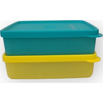 Svačinový box Eco+ hranáč 330 ml, tyrkys a žlutá, 2ks