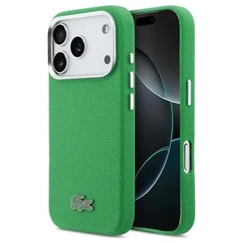 Pouzdro na mobilní telefon Lacoste PVC Iconic Petit Pique Metal Logo MagSafe Zadní Kryt pro iPhone 17 Pro Green