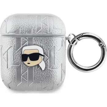 Pouzdro na mobilní telefon Karl Lagerfeld PU Embossed Karl Head pouzdro AirPods 1/2 stříbrné