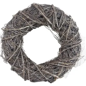 Věnec MOREX Proutěný věnec P2184/1 – šedá přírodní dekorace na dveře (30×8×30 cm)
