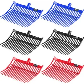 VEVOR 6PCS Náhradní hlava vidlí na hnůj, 18 úhlových hrotů, hlava vidlí na koňský hnůj, odolné plastové hlavy vidlí, hrábě na mulčování koní pro sběr stájového hnoje, trávy, čištění sena, zemědělské práce