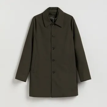 Dámský kabát Reserved - Hladký kabát s&nbsp;límcem - hnědozelená - 671IE-78X - 671IE-78X-XXL