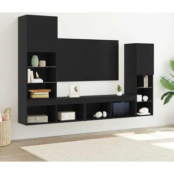 Televizní stolek vidaXL Televizní skříň 4 pcs Černý dub Kompozitní dřevo [3334391]