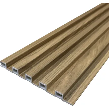Obklad WPC Obkladový panel - Lamela vystouplá, Tmavě hnědá, VZOREK