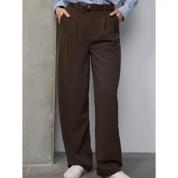 Dámské oblečení Sinsay - Kalhoty široké nohavice s páskem - hnědá - 701GZ-88X - 701GZ-88X-XXS