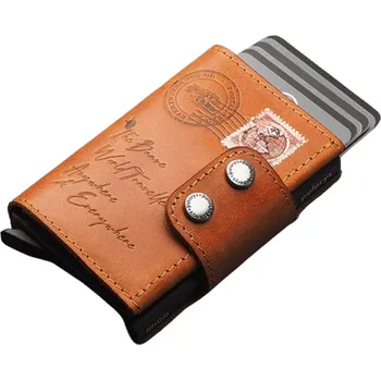 Peněženka Pularys unisex kožená peněženka Doppio Postcard Decor světle hnědá 211914106