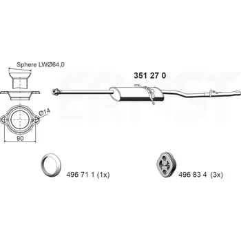 Tlumič výfuku Zadní tlumič výfuku ERNST 351270