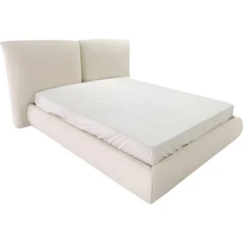 Postel Dvoulůžková čalouněná postel Yunar 160x200 s roštem a úložným prostorem béžová