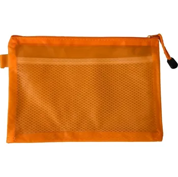 Obálka Průhledný PVC obal Mariah A6 na dokumenty a psací potřeby, přepážka uvnitř, oranžový