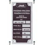 Výrobní štítek s nýty ,,JAWA, BABETTA 207 *M