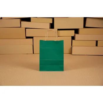 Dárková taška Papírová dárková taška s krouceným uchem ZELENÁ 22,5x18x8 cm (balení 5 ks)
