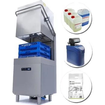 Myčka nádobí Gastrofans Výhodná sada: Korbová myčka nádobí, změkčovač, chemie, sůl WashPro