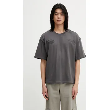 Pánské oblečení Bavlněné tričko Alpha Industries World Logo Backprint, L, šedá, 90X