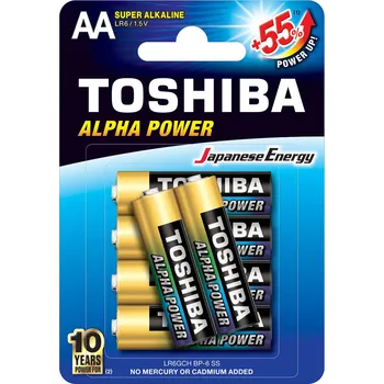 Článková baterie Baterie Alkaliczne TOSHIBA ALPHA POWER LR6 AA 1,5V balení 6szt