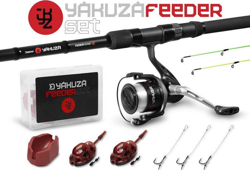 Delphin Feedrový Set Yakuza Prut 3,6 m 100 g 3-díl + Naviják 4T + Příslušenství