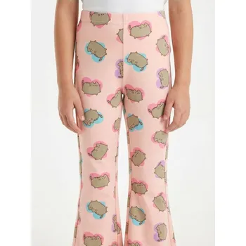 Dívčí kalhoty Sinsay - Vzorované kalhoty flare Pusheen The Cat - pastelová růžová - 862HE-03X - 862HE-03X-140