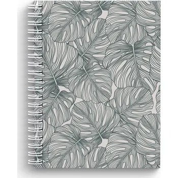 Blok s dvojitou spirálou A4, linka, Soft Monstera