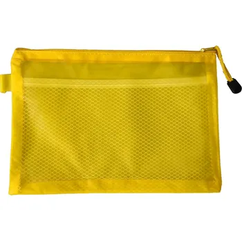 Obálka Průhledný PVC obal Mariah A6 na dokumenty a psací potřeby, přepážka uvnitř, žlutý