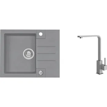 Granitový dřez Alveus SET ROCK 30 beton + baterie AFRA + dárek + 5 % sleva v košíku s kódem SLEVA5