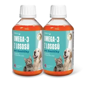 Doplněk stravy Omega-3 z lososů pro mazlíčky 2 lahve v balení
