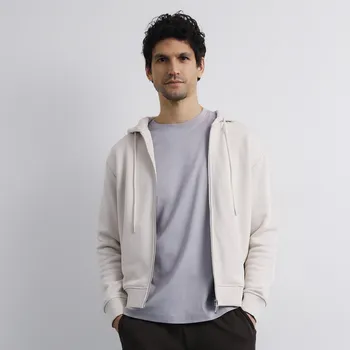 Pánská mikina Reserved - Mikina na zip s kapucí - béžová - 377HM-08X - 377HM-08X-S