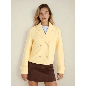 Dámský kabát Sinsay - Dvouvrstvá bunda s klopami a nárameníky - žlutá - 342HC-10X - 342HC-10X-XS
