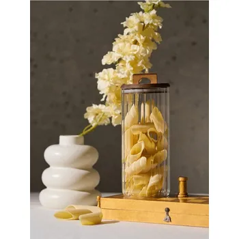 Dóza na potraviny Sinsay - Skleněná nádoba na potraviny s bambusovým víkem - clear - 200HO-CLR - 200HO-CLR-ONE