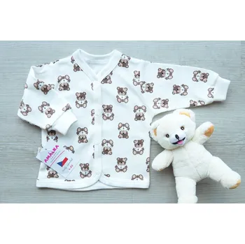 Kojenecká bunda AMÁLKA Bavlněný propínací kabátek, hnědí medvídci Velikost: 52