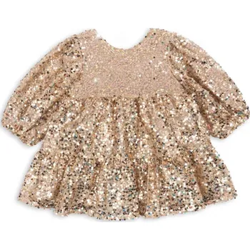 Dívčí šaty Dívčí flitrové šaty Lila "Gold Glitter" Konges Sløjd VELIKOST: 98/3 roky