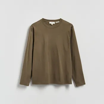 Pánské tričko Reserved - Tričko s vysokým podílem mercerované bavlny a dlouhými rukávy - zelená - 988IR-87X - 988IR-87X-L