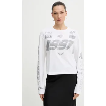 Pánské tričko Bavlněné tričko s dlouhým rukávem ZADIG&VOLTAIRE JWTS02836 bílá 00X, vel. S