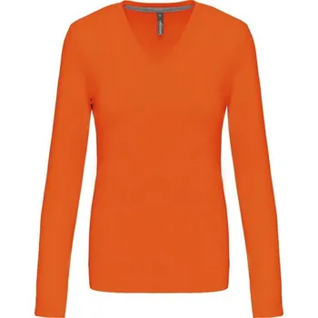 Dámské tričko KARIBAN VINTAGE V-NECK K382 / Dámské tričko s dlouhým rukávem - orange XXXL