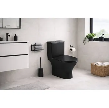 Klozet Černé kombi WC BLACK LINE s nádržkou a sedátkem