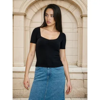 Sinsay - Viskózové tílko s krajkou a řasením u výstřihu - černá - 498FG-99X - 498FG-99X-L