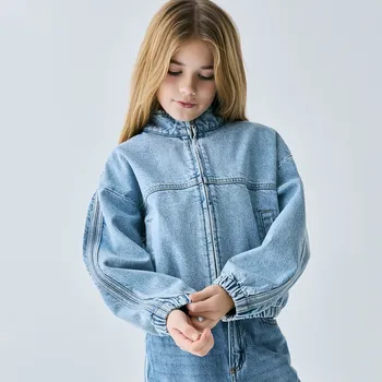 Dívčí bunda Reserved - Džínová bunda se stojáčkem - modrá - 299HN-50J - 299HN-50J-146