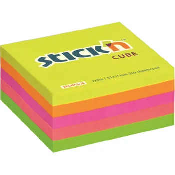 Samolepící bloček Samolepicí bloček Stick'n by Hopax - 51 x 51 mm, neonový mix, 250