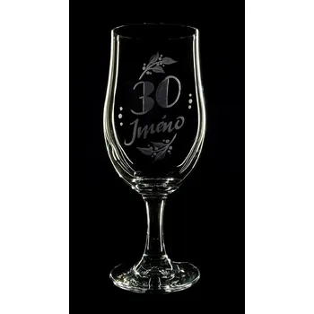 Sklenice Sklenka na pivo 380ml. k 30 narozeninám - ručně ryté (broušené), dárková krabička