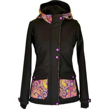 Těhotenská móda Softshellová nosící bunda 2v1 - černá s ornamenty Velikost: M
