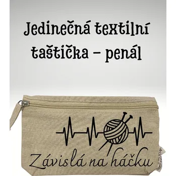 Penál Taštička/penál s potiskem, Závislá na háčku, 21x12cm, 1 kus Vyberte si barvu ZDE:: smetanová