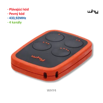 Dálkový ovladač vrat KOVIAN, s.r.o. Vysílač 4kanálový, 433MHz, pevný/plovoucí kód